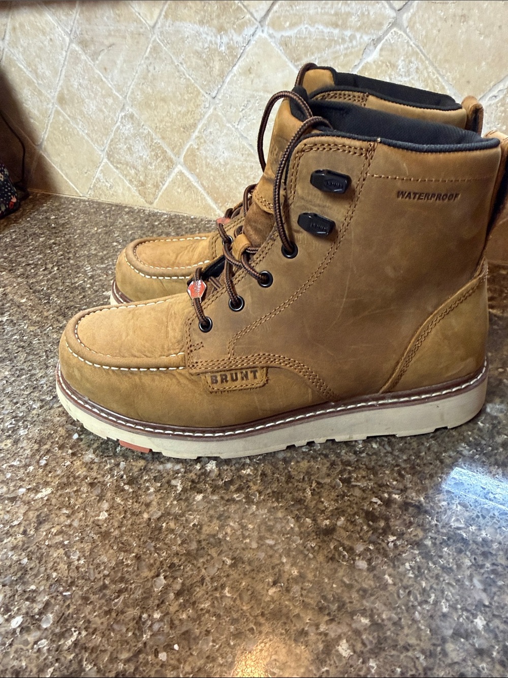 BRUNT Tan Waterproof Soft Toe Work Boots - Picture 3 of 7